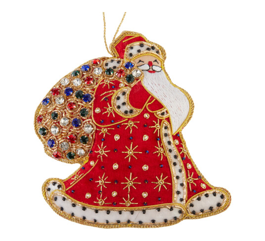 Tinker Tailor Julenissen med broderinger 14,5cm krystaller rød