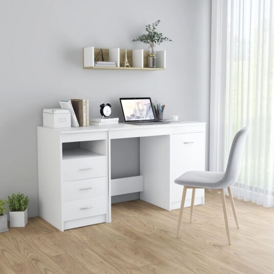 vidaXL Skrivebord hvit 140x50x76 cm sponplate
