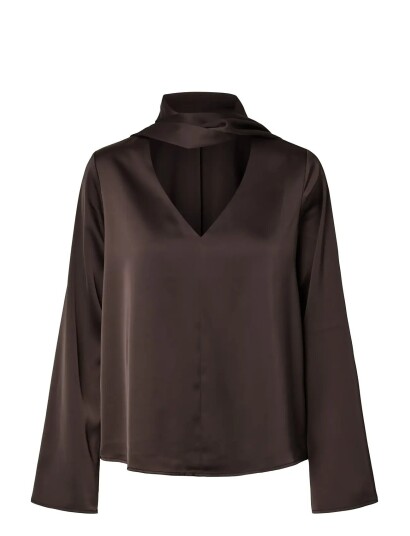 YAS Yaspella Ls Scarf Top S.   D2D   Brown   38