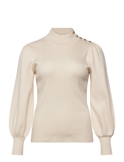 Lauren Women Button-Trim Mockneck Sweater - Cream - 46-48