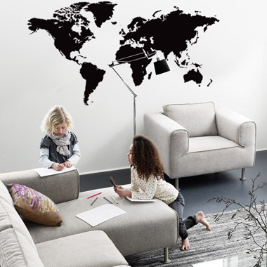 Verdenskart wallsticker av Anline Ruby, 80x40 cm