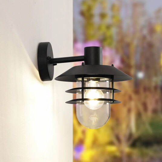 Lindby Meliora utendørs vegglampe svart IP44