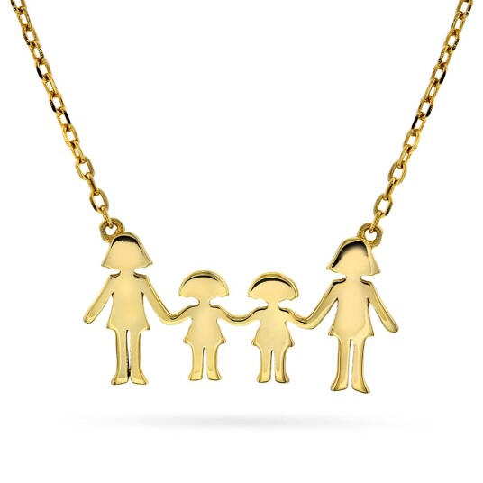 Pan Jewelry, Familiesmykke med mødre og to døtre, forgylt sølv