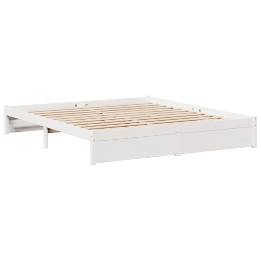 Seng med bokhylle uten madrass hvit 180x200 cm heltre furu 8721158612137