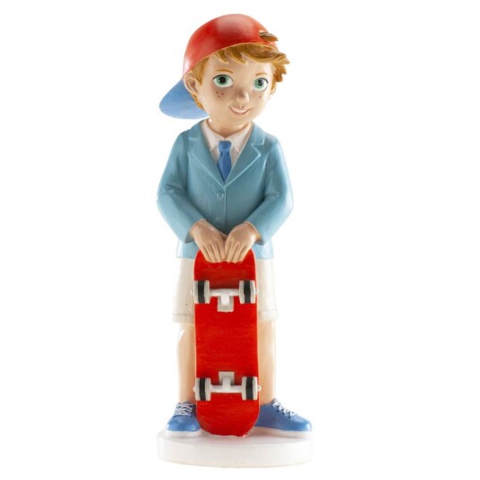 Kaketopp Konfirmasjon  Gutt Med Skateboard 16cm 