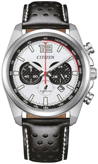 Citizen Herreklokke CA4640 09A Chrono Hvit/Lær Ø41 mm Citizen Herreklokke CA4640 09A Chrono Hvit/Lær Ø41 mm