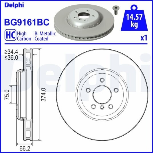 Bremseskive DELPHI BG9161BC Bremseskive DELPHI BG9161BC