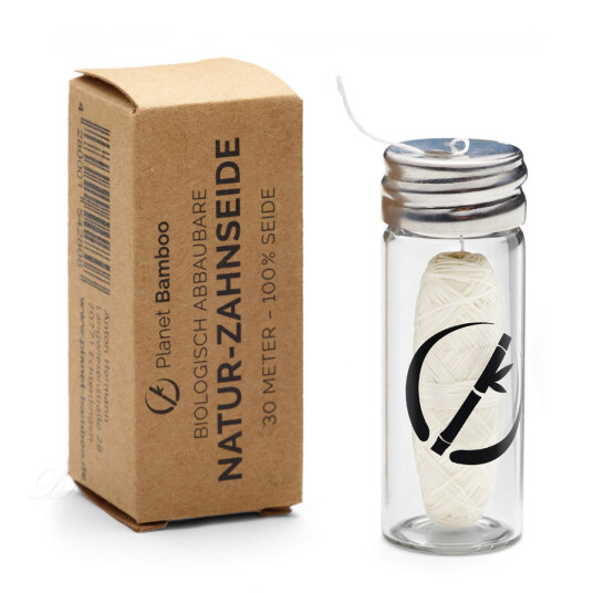 Sustainable Dental Floss Planet Bamboo Glass dispenser 30 mtr.