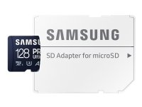 Samsung PRO Ultimate MB-MY128SA - Flashminnekort (SD-adapter inkludert) - 128 GB - A2 / Video Class V30 / UHS-I U3 - microSDXC UHS-I - blå