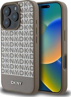 iPhone 16 Pro Max DKNY Repeat Pattern Bottom Stripe Deksel - MagSafe-kompatibel - Brun
