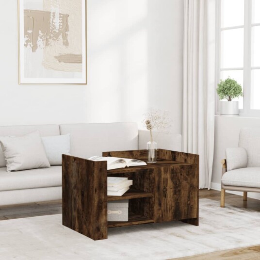  Salongbord røkt eik 80x50x50 cm konstruert tre 848357