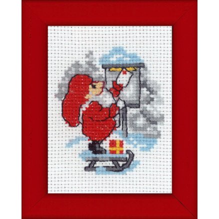 Permin Broderisett Nissebilde med stolpe 6x8cm