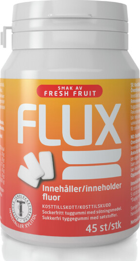 Flux Fluortyggegummi i boks Freshfruit 45 stk.
