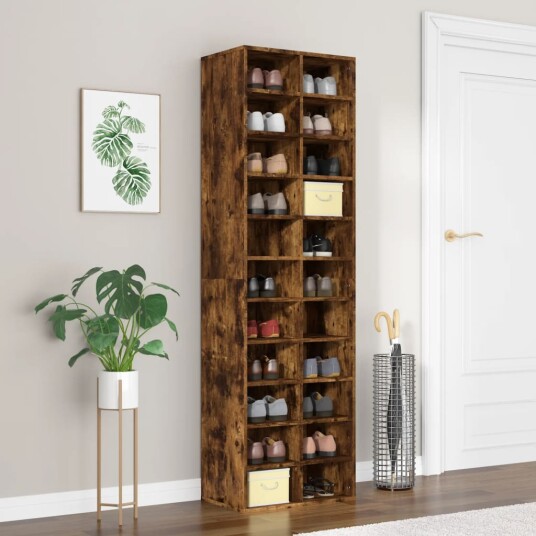 vidaXL Skohylle r?kt eik 54x34x183 cm konstruert tre vidaXL Skohylle r?kt eik 54x34x183 cm konstruert tre