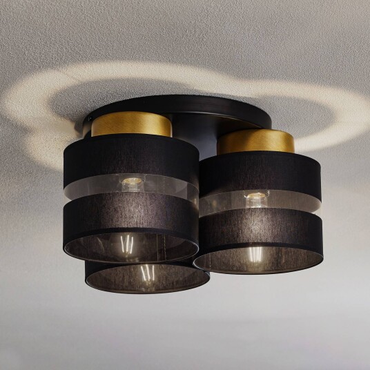 Luminex Taklampe Hara i svart/gull 3 lyskilder