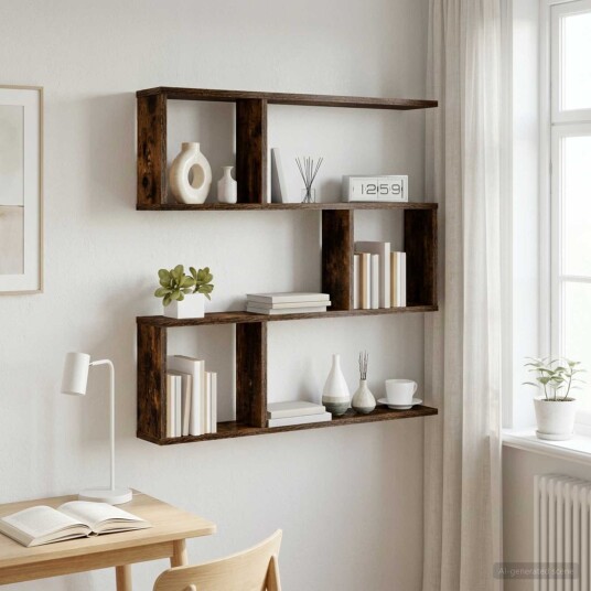 vidaXL Vegghylle Røkt Eik 80 x 12 x 79,5 cm Konstruert tre