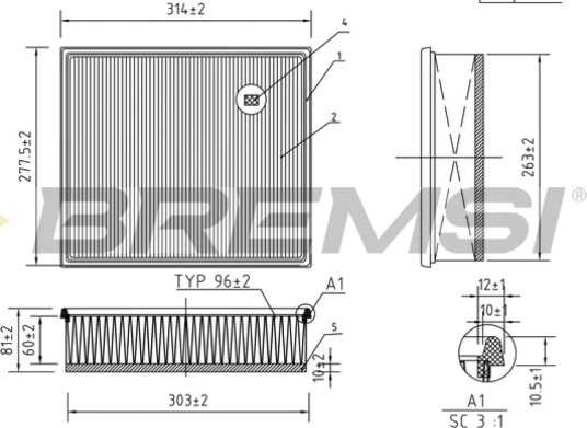 Luftfilter BREMSI FA1253 Luftfilter BREMSI FA1253
