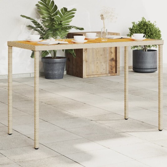 Hagebord med topp i akasietre beige 115x54x74 cm polyrotting 365078
