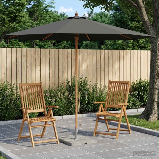 vidaXL Hageparasol Ø 300 x 248 cm Solid Eucalyptus Tre Antrasitt