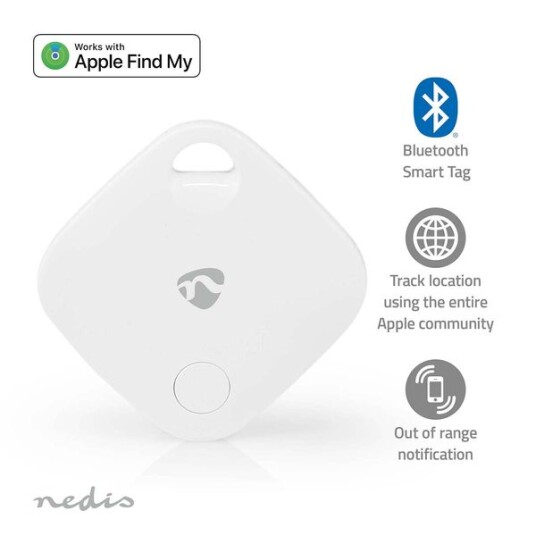 Nedis Nøkkelfinner med Bluetooth® 5.1 – Hvit, Kompatibel med Apple Find My App Nedis Nøkkelfinner med Bluetooth® 5.1 – Hvit, Kompatibel med Apple Find My App