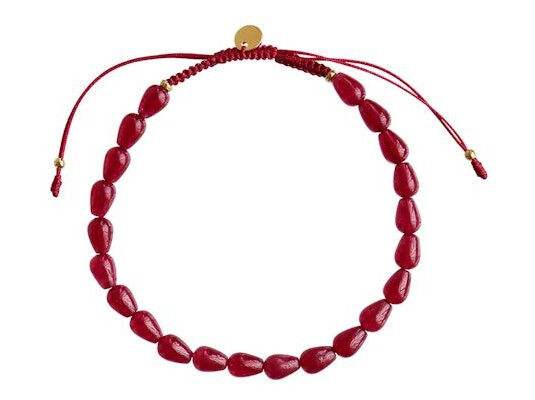 Stine A Jewelry Love Drop Bracelet with Bordeaux Ribbon Forgylt Sølv Sterling 925 17 25 cm Stine A Jewelry Love Drop Bracelet with Bordeaux Ribbon Forgylt Sølv Sterling 925 17 25 cm