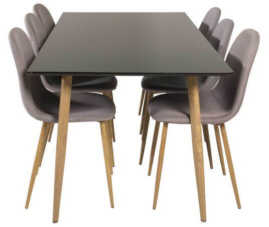 Venture Design Polar & Polar spisegruppe Svart/grå 6 st stoler & bord 180 x 90 cm