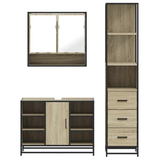 Vidaxl Baderomsskapsett 3 deler sonoma eik konstruert tre 3301181 Vidaxl Baderomsskapsett 3 deler sonoma eik konstruert tre 3301181