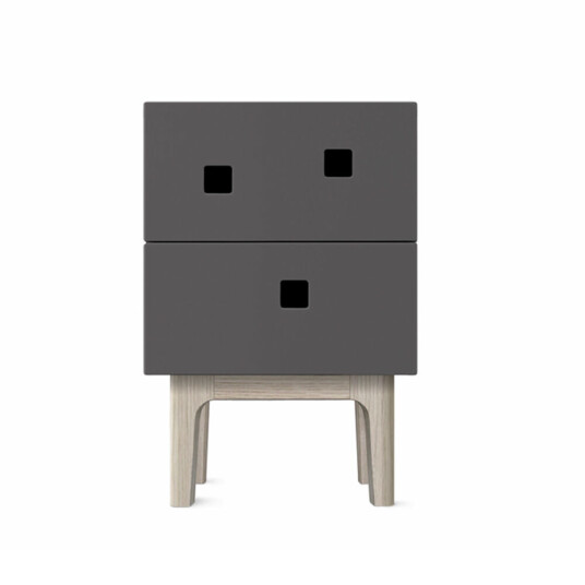 Zweed Peep S1 nattbord slate grey, hvitpigmentert eik