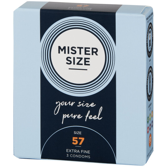 Mister Size PureFeel Kondomer 3 stk      - Klar - 57 mm