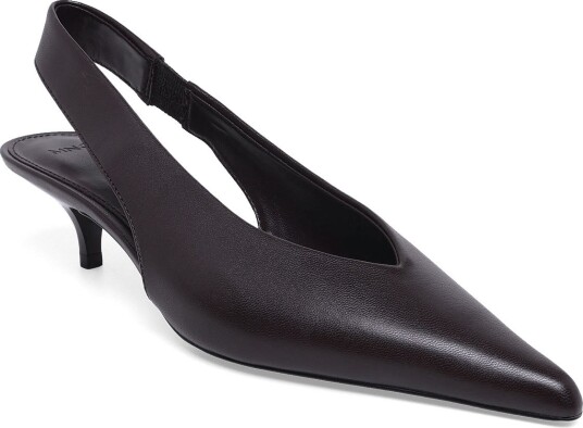 Mango Kitten Heel Pointed Toe Shoe   DARK BROWN   41