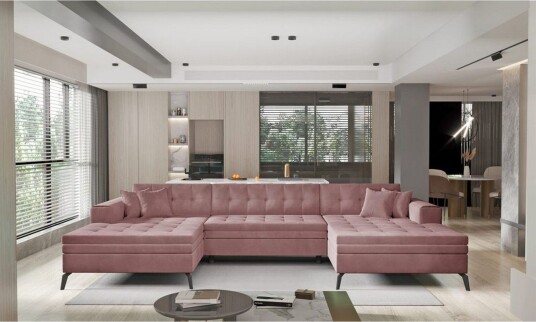Hjørnesofa Eltap Vertizo 350x170x93 cm Velvetmat 24 Rosa Symmetrisk