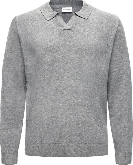 Lindbergh Soft Viscose Blend V Neck Polo GREY MEL XL