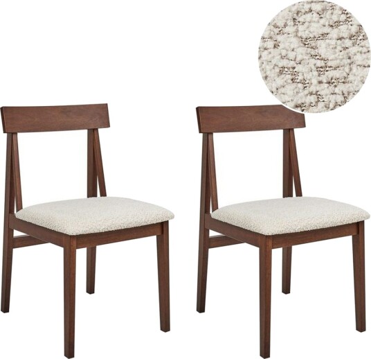 Matsalsstol Beliani Isle set om 2 Mörk Trä-Beige NO_BRAND Dark wood VALUE_MISSING_2 -