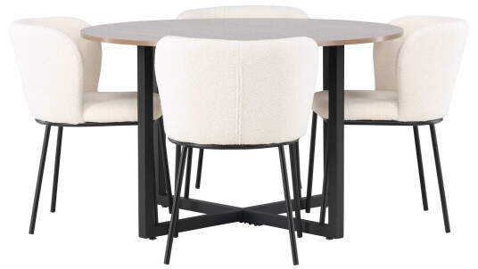 Venture Design Durango & Edina spisegruppe Hvit/valnøtt 4 stoler & bord 120 cm