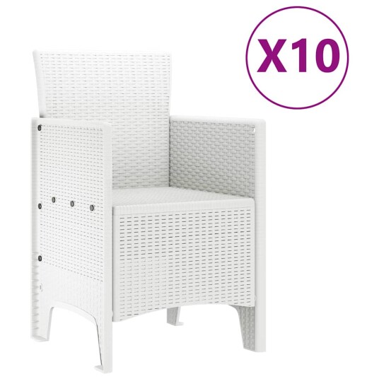 11 Deler Hage Spisegruppe Hvit Poly Rattan