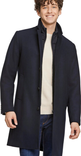 Lindbergh Detachable Collar Lapel Coat - Navy - XL