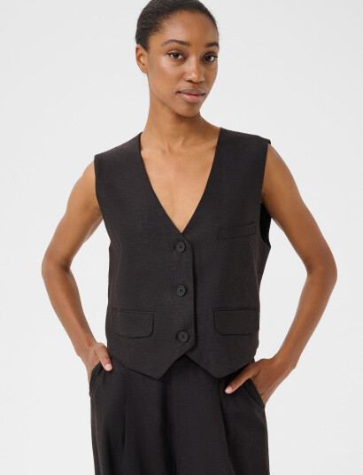 Gestuz Elarahgz Linen Waistcoat Black 40