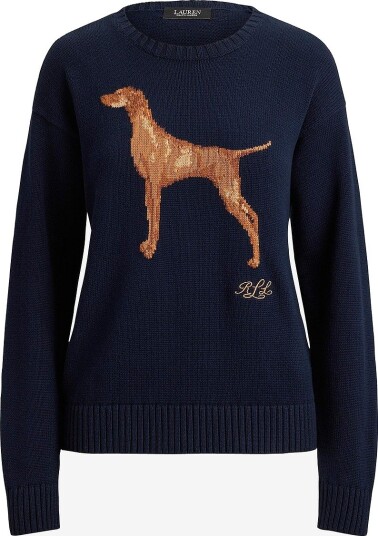 Lauren Ralph Lauren Genser Combed Cotton Sweater Pullover Blå