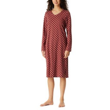 Schiesser Comfort Essentials Longsleeve Sleepshirt Rød bomull 38 Dame