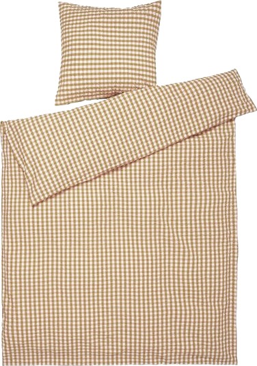 Juna - Bæk&Bølge krepp sengesett 150x210 cm karamell/offwhite