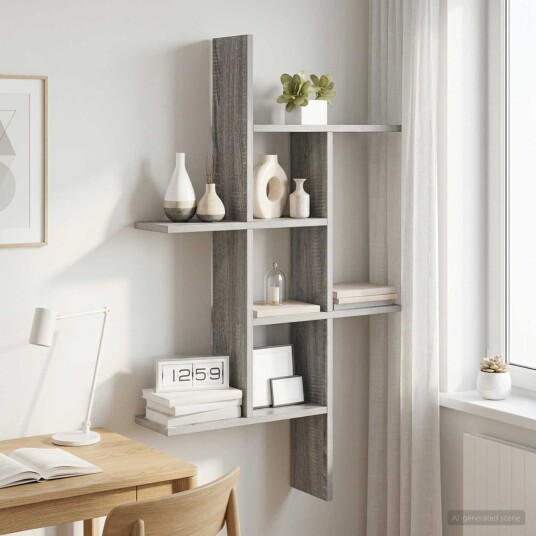 vidaXL Vegghylle Grå Sonoma 61 x 15 x 102 cm Konstruert tre