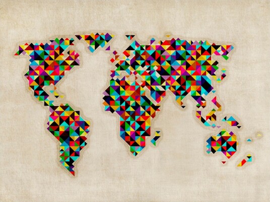 Veggmaleri World Map A Kaleidoscope 200x154 - Artgeist sp. z o. o.