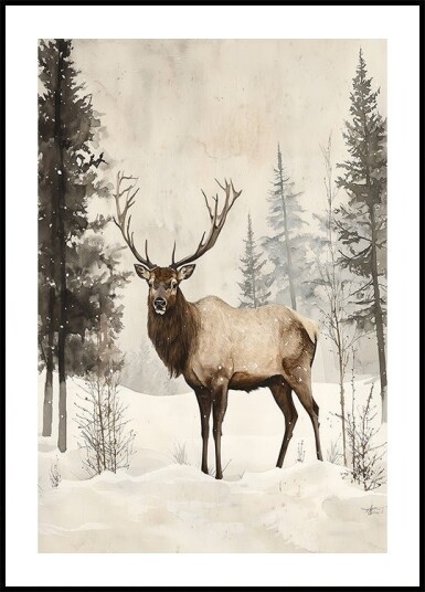 Elk Winter Nostalgia Poster Plakat / 100x150cm