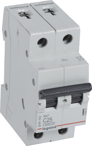 Legrand 6 stk RX³ MCB automatsikring C25 2P 2M 6kA