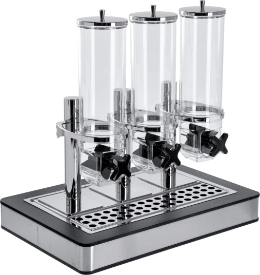 VEGA Müslidispenser Fundale trippel GN 1/1 rustfrit stål; Størrelse GN 1/1 63x42.5x64.7 cm LxBxH; Stålgrå/Antrasitt/Transparent/Sølvfarge; Rektangulær