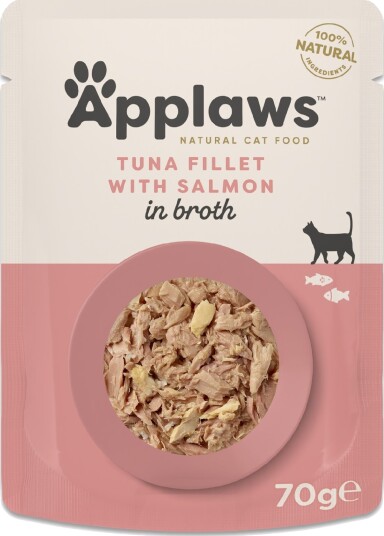 Applaws Våtfôr Cat Natural I Buljong Tunfiskfilet Med Laks 48 X 70 G