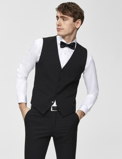 Selected Slhslim Mylologan Black Waistcoat B Noos Black 42 Selected Slhslim Mylologan Black Waistcoat B Noos Black 42