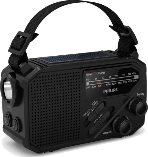 Philips TAR1609 Solcelle Radio med Håndveiv og Powerbank - Svart Philips TAR1609 Solcelle Radio med Håndveiv og Powerbank - Svart