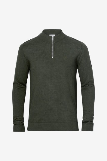 Lindbergh Genser Half Zip Merino Mock Neck Grønn
