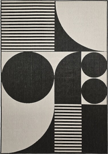 Innendørs/Utendørs tepper   Aurora svart/hvitt Størrelse: 160 x 230 cm